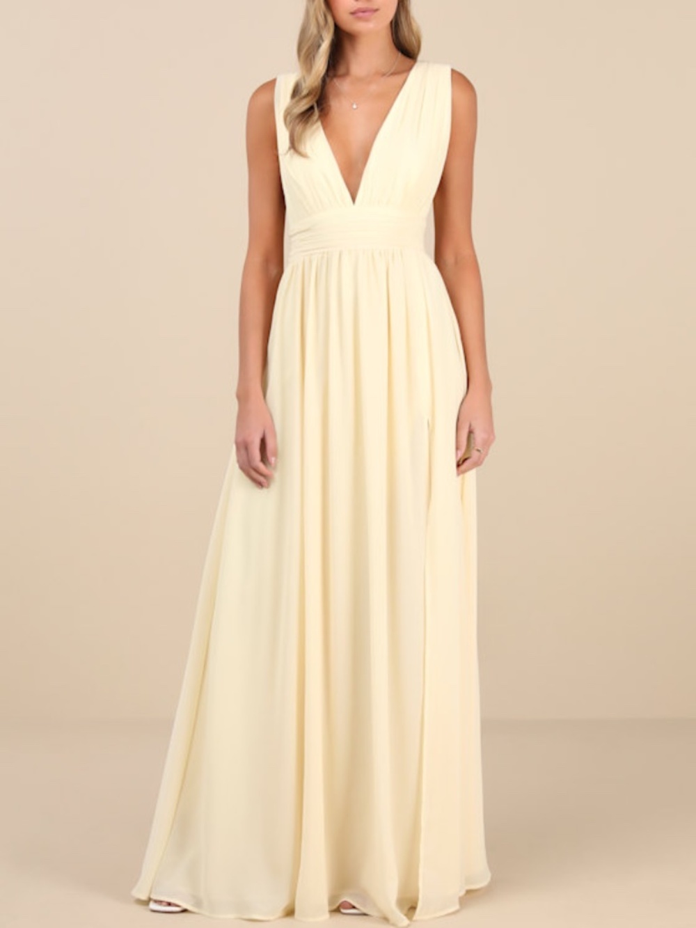 Lulus Heavenly Hues Pale Yellow Maxi Dress - Size XL